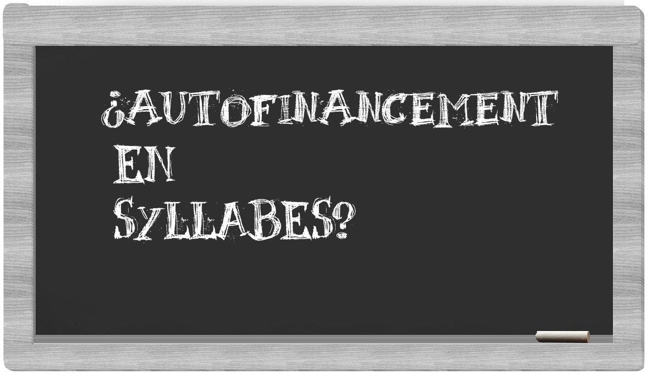 autofinancement in syllables
