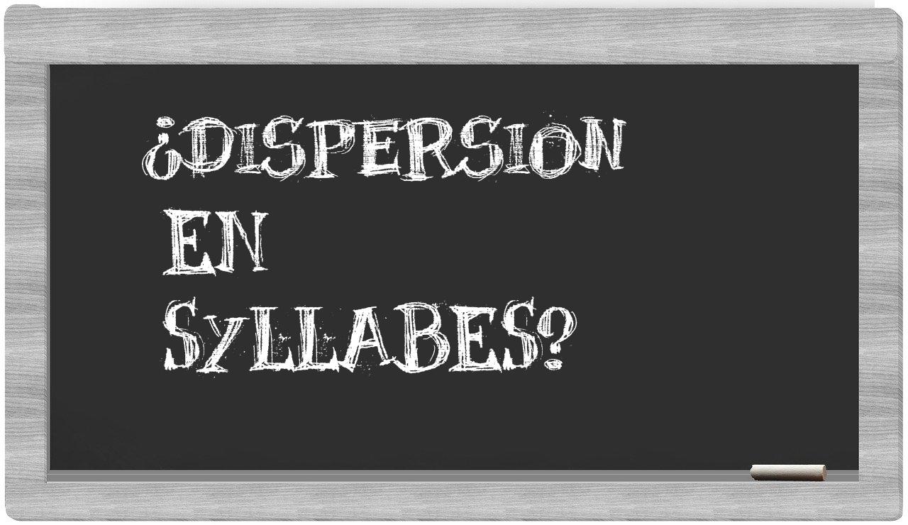 dispersion in syllables