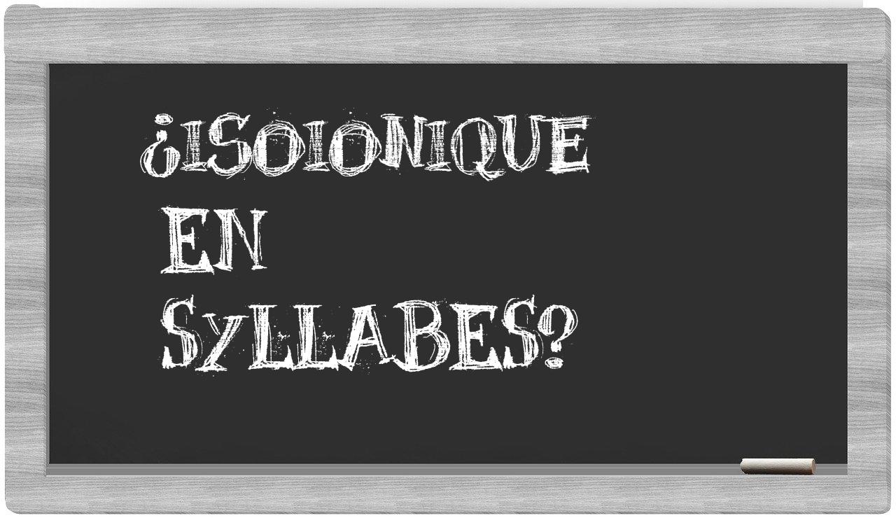 isoionique in syllables